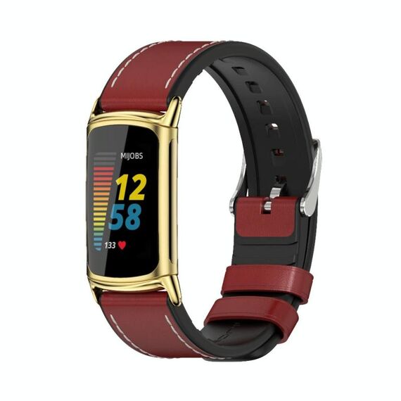 Per Fitbit Charge5 Mijobs TPU + Watch Band (Red + Gold)