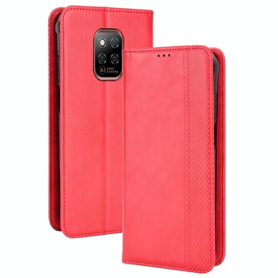 Per Ulefone Power Armatura 14/4 Pro Magnetic Fibbia Magnetica Texture Retro Pelle Telefono (Red)