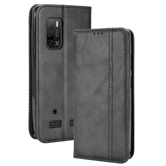 Per Ulefone Armor X10 / X10 Pro Magnetic Fibbia di Texture Retro Texture Telefono (Nero)