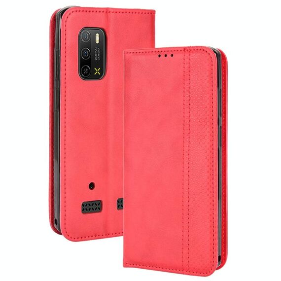 Per Ulefone Armor X10 / X10 Pro Magnetic Fibbia di texture Retro Texture Case di telefono (rosso)