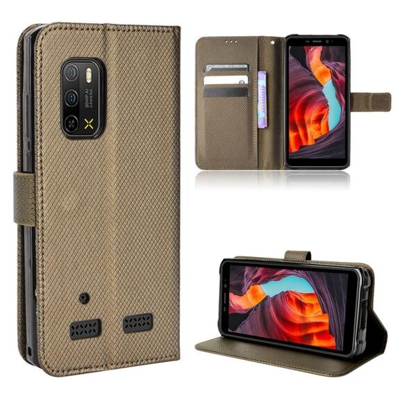 Per Ulefone Armor X10 / X10 Pro Diamond Texture in pelle Custodia (Brown)
