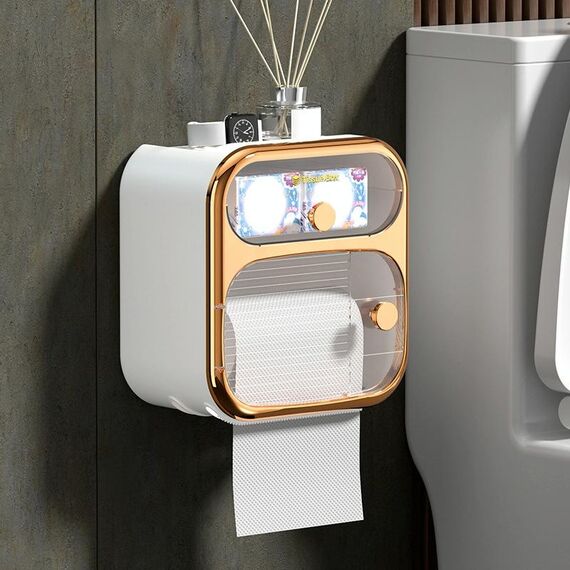Scatola del tessuto scaffale impermeabile a parete da bagno, colore: doppio strato di lusso (bianco)