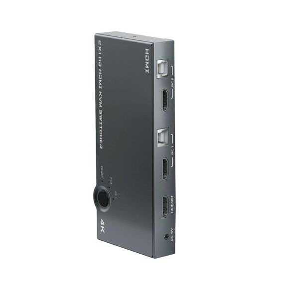 2 in 1 out 4K 60Hz KVM HDMI Switch USB SWLTCH Splitter Box Hub (Grey Silver)