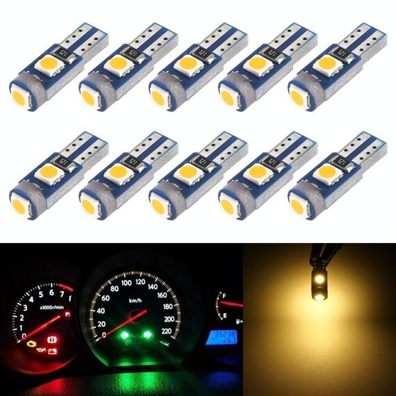 10 in 1 auto T5 0,2 W DC12V LED LED LED LED (luce gialla)