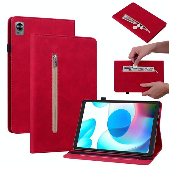 Per OPPO Realme Pad Mini 8.7 Spazio di pelle Solido Casetto in pelle con cerniera a colori (rosso)