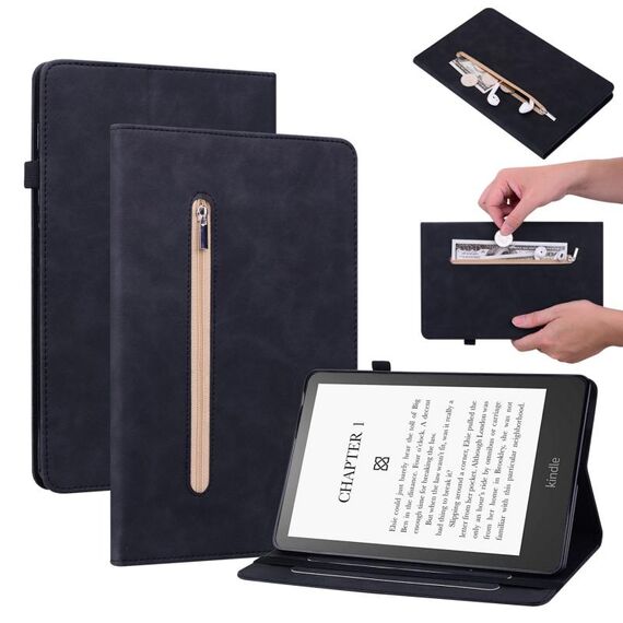 Per Amazon Kindle Paperwhite 5 2021 Spazio Spazio Solido Cinta Smart in pelle Smart Case (nero)