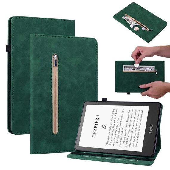 Per Amazon Kindle Paperwhite 5 2021 Spazio Spazio Solido Cinta Smart in pelle Smart Case (verde)