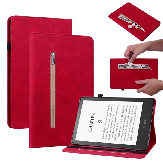 Per Amazon Kindle Paperwhite 5 2021 Spazio Spazio Solido Cinta Smart in pelle Smart Case (rosso)