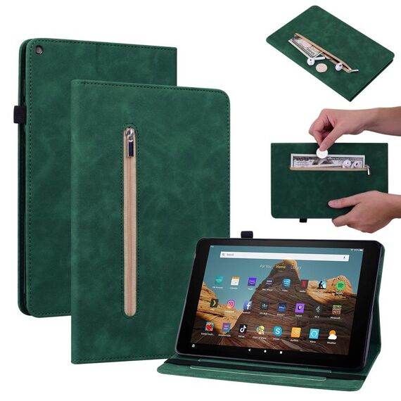 Per Amazon Kindle HD 10 2019/2017 Skin Feel Cinta Solid Smart Leathet Case (verde)