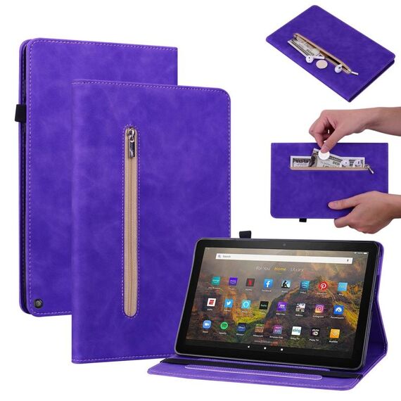 Per Amazon Kindle HD 10 2021 / HD 10 Plus 2021 Spazio Spazio Solido Casetto in pelle intelligente in pelle (Purple)