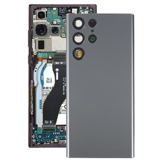Per Samsung Galaxy S22 Ultra 5G SM-S908B Cover posteriore della batteria con copriobiettivo della fotocamera (grigio)