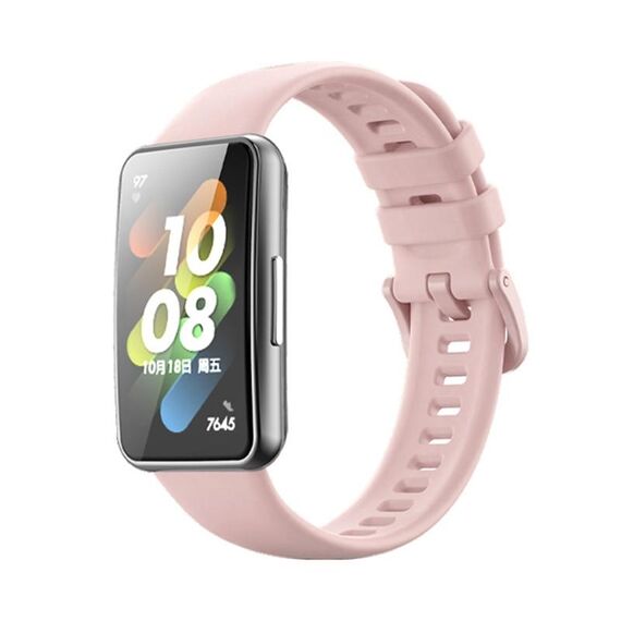 Per Huawei Band 7 / Honor Band 7 Pure Color Silicone Watch Band (Rose Pink)