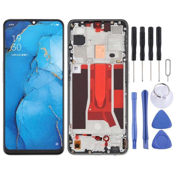 Schermo LCD originale per OPPO Reno3 5G/Reno3 Youth/F15/Find X2 Lite/K7 5G digitalizzatore Assemblea completa con cornice (oro)
