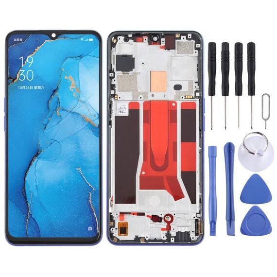 Schermo LCD originale per OPPO Reno3 5G/Reno3 Youth/F15/Find X2 Lite/K7 5G digitalizzatore assemblaggio completo con cornice (blu)