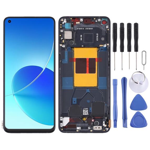 Schermo LCD originale per OPPO Reno6 5G PEQM00 CPH2251 digitalizzatore assemblaggio completo con cornice (nero)