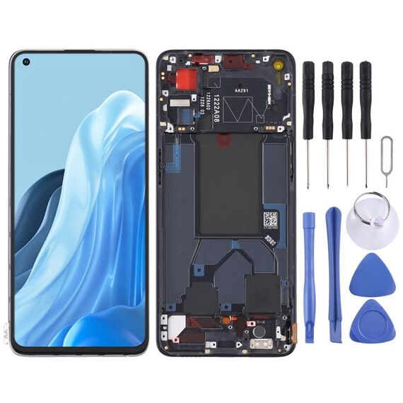 Schermo LCD originale per OPPO Reno7 5G Cina PFJM10 digitalizzatore assemblaggio completo con cornice (nero)