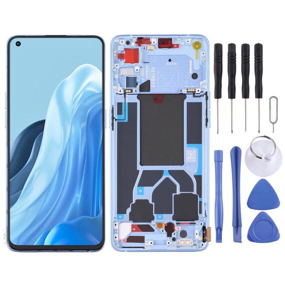 Schermo LCD originale per OPPO Reno7 5G Cina PFJM10 digitalizzatore assemblaggio completo con cornice (blu)