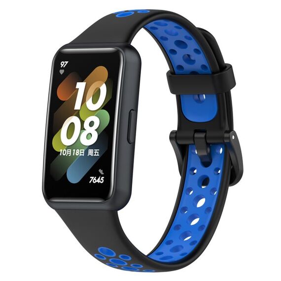 Per la banda Huawei Band 7 /7 NFC in silicone traspirante in silicone (nero+blu)
