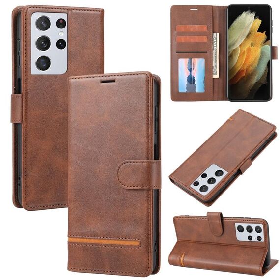 Per Samsung Galaxy S21 Ultra 5G Case di telefono a flip classico (Brown)