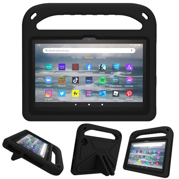 Per Amazon Fire 7 2022 manico a mano -shock -head tablet con supporto a triangolo (nero)