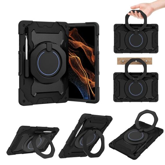 Per Samsung Galaxy Tab S8 Ultra Armor Contrast Color Silicone + PC Tablet Case (nero)