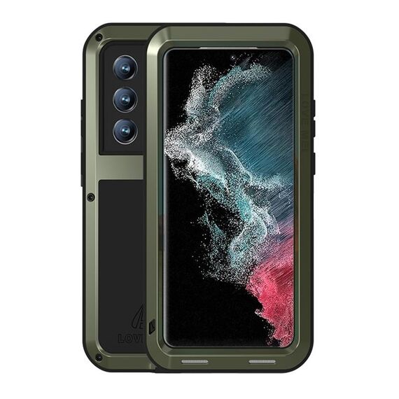 Per Samsung Galaxy S22 Ultra 5G Love Mei Metal Shock Auro prova impermeabile per il telefono protettivo (Army Green)