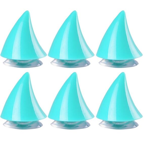 6pcs decorazione da ventosa del diavolo del casco motociclistico: piccole corna (azzurro)