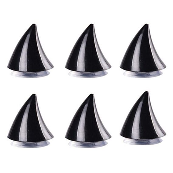 6pcs decorazione da ventosa del diavolo elmetto motociclistico: piccoli corni (nero)