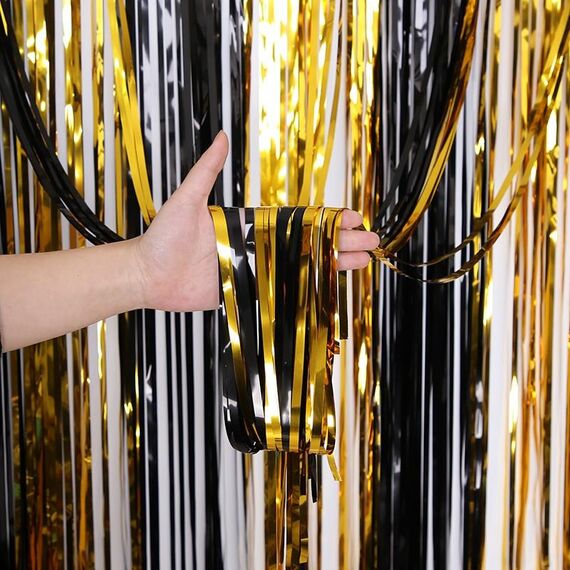 Puntelli decorativi per feste con tende antipioggia nere e dorate, dimensioni: 1x4M