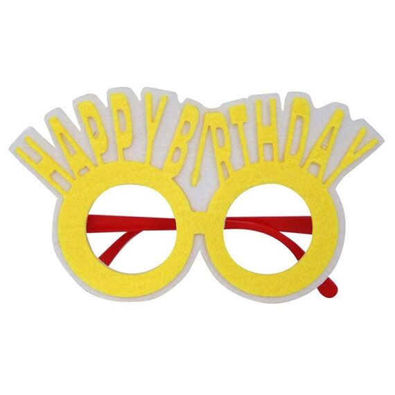 2 pezzi di occhiali divertenti feste di compleanno decorazioni cartone animato oggetti di scena fotografica, forma: lettere gialle