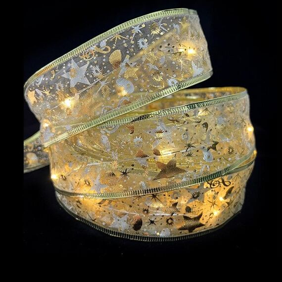Luci a LED di Natale Bronzing Luci a doppia corda a nastro, Specifiche: 2m (luce calda d'oro)