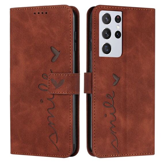 Per Samsung Galaxy S21 Ultra Skin Feel Teat Telefth Telefy Case (Brown)