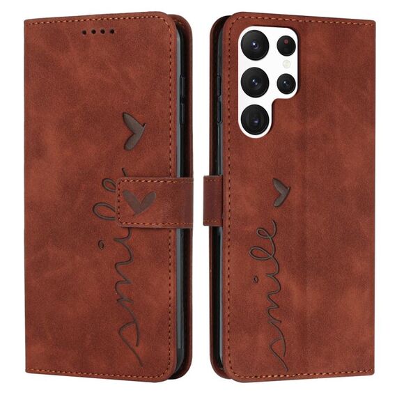 Per Samsung Galaxy S22 Ultra Skin Feel Telefth Pelle Telefono Custodia (Brown)