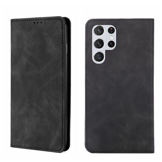 Per Samsung Galaxy S22 Ultra 5G Skin Feel Magnetic Orizzontal Flip Leather Case (nero)