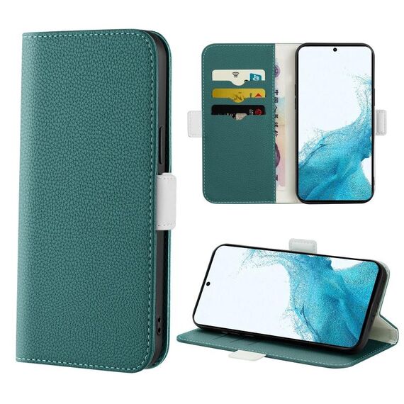 Per Samsung Galaxy S22 5G Candy Color Litchi Texture Incelluina Custodia (verde scuro)