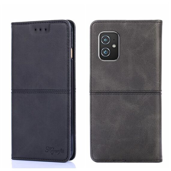 Per asus zenfone 8 zs590ks texture mucca magnetica flip orizzontale in pelle (nero)
