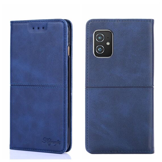 Per Asus Zenfone 8 zs590ks texture mucca magnetica flip orizzontale in pelle (blu)