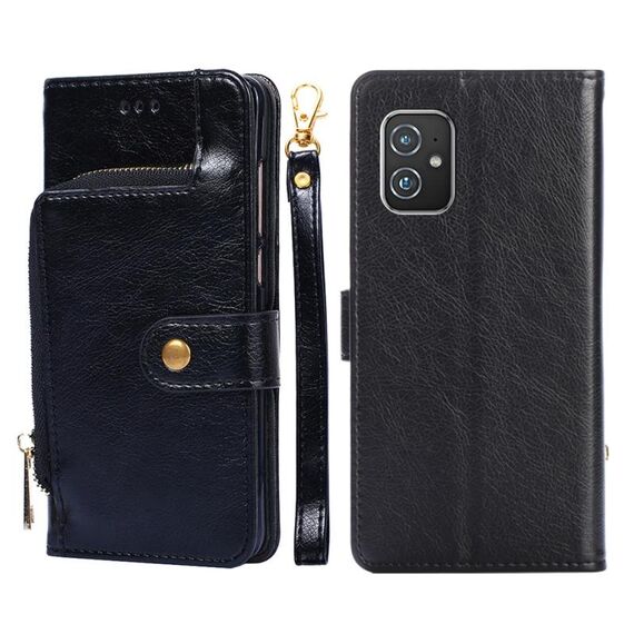 Per Asus Zenfone 8 zs590ks con cerniera con cerniera PU + TPU Flip Leather Telefono (nero)