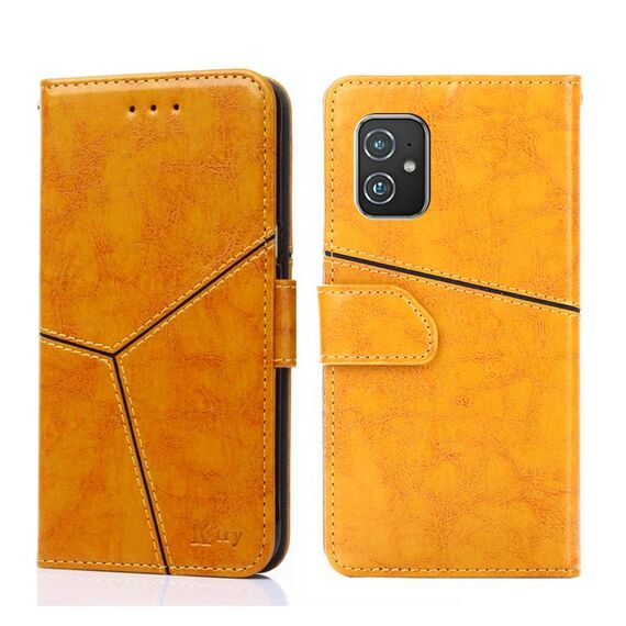 Per Asus Zenfone 8 zs590ks cucitura geometrica Custodia per telefono a flip orizzontale (giallo)