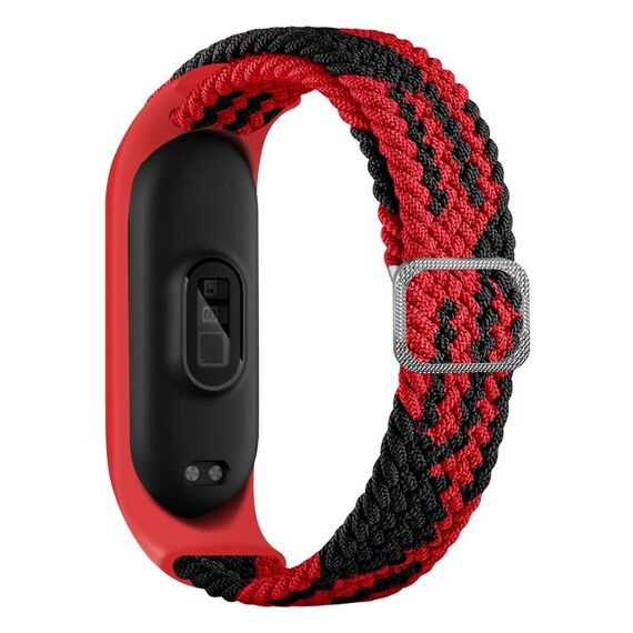 Per Xiaomi Mi Band 7 Banda di orologi per elasticità intrecciata intrecciata in nylon regolabile (Red Black)