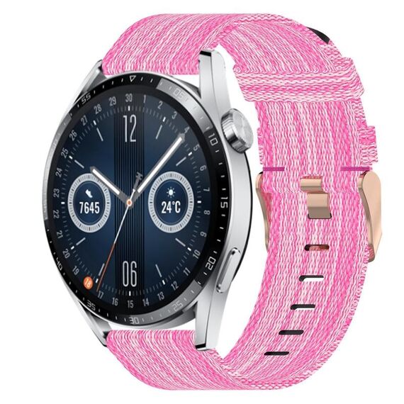 Per Huawei Watch GT3 46mm 22mm Nylon Woven Watch Band (Pink)