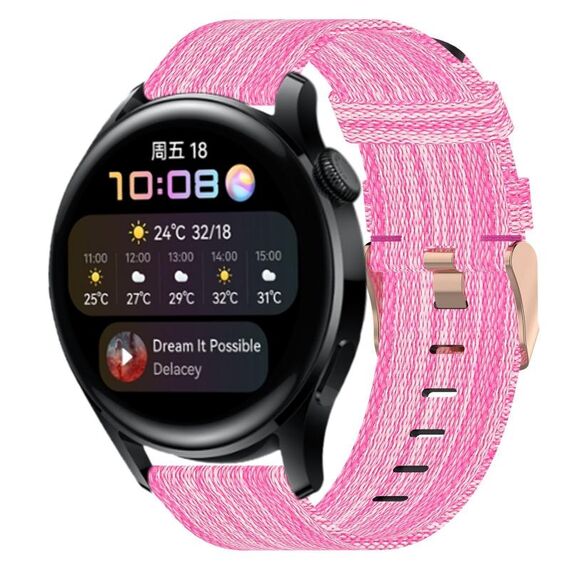 Per Huawei Watch 3 22mm Nylon Woven Watch Band (Pink)