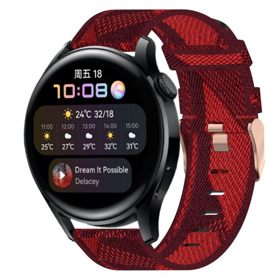 Per Huawei Watch 3 22mm Nylon Woven Watch Band (Red)