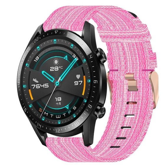 Per Huawei GT2 46mm 22mm Nylon Woven Watch Band (Pink)