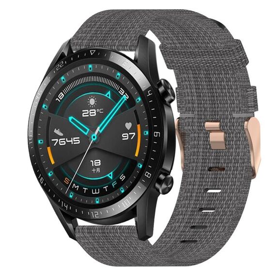 Per Huawei GT2 46mm 22mm Nylon Woven Watch Band (grigio scuro)
