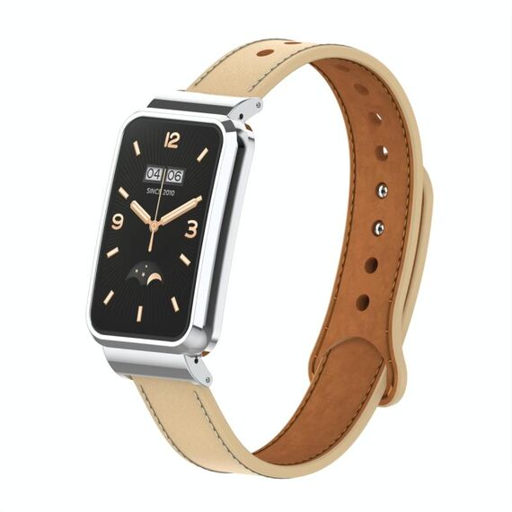 Per Xiaomi Mi Band 7 Pro Cinturino in pelle con doppia borchia in metallo (albicocca)