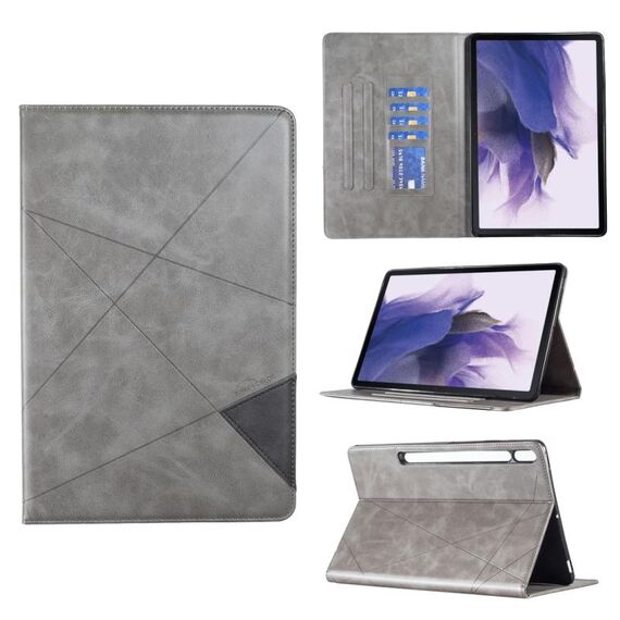 Per Samsung Galaxy Tab S7 FE/Tab S7+/Tab S8+ Custodia per tablet in pelle prismatica (grigio)