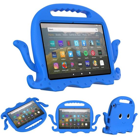 Per Amazon Kindle Fire HD 8 / HD 8 Plus Octopus Eva Shockproof Tablet Case con film sullo schermo e spalla (blu)