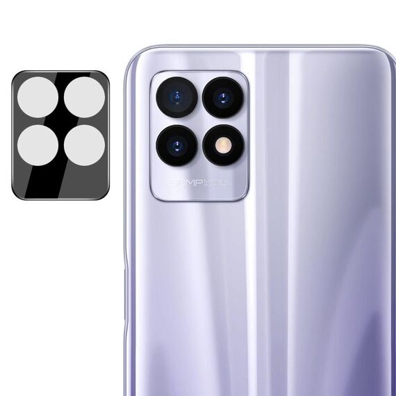 Per OPPO Realme 8i imak Obiettivo della fotocamera posteriore integrato Pellicola in vetro temperato con copriobiettivo Versione nera