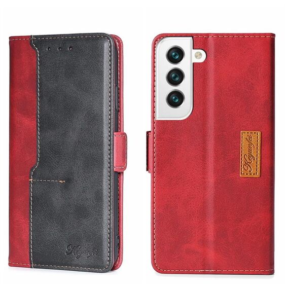 Per Samsung Galaxy S22 Custodia per telefono in pelle con fibbia laterale a contrasto (rosso + nero)